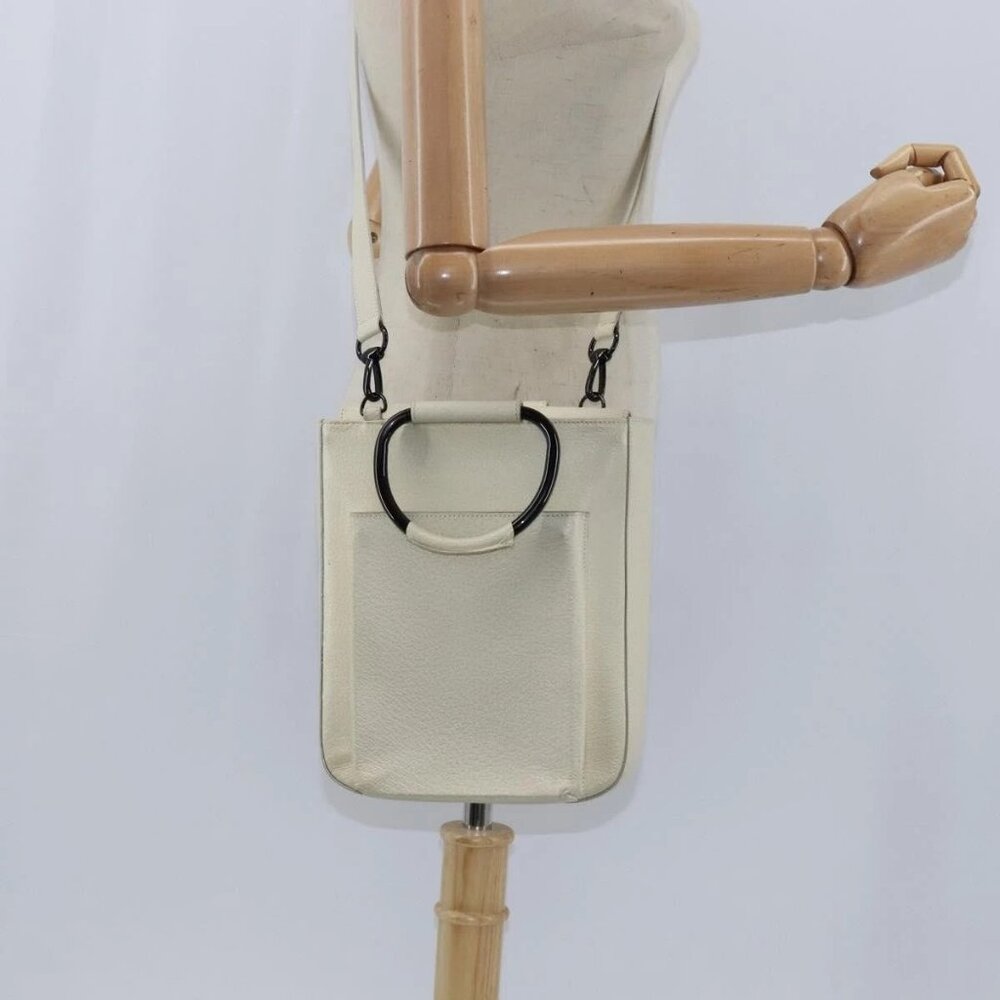 GUCCI Hand Bag Leather 2way White
